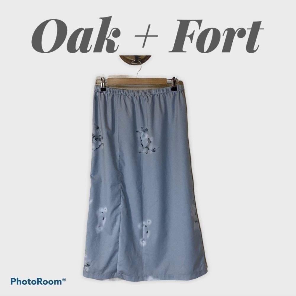 Oak + Fort Grey Marble Pattern Maxi Skirt (L)